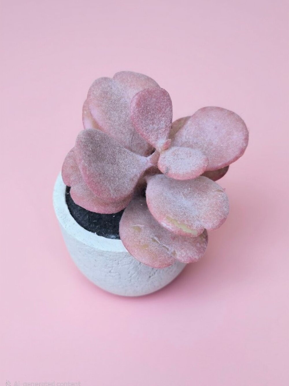 Mini Faux Pink Succulent Artificial Plant Grey Concrete Pot Aesthetic Desk Decor